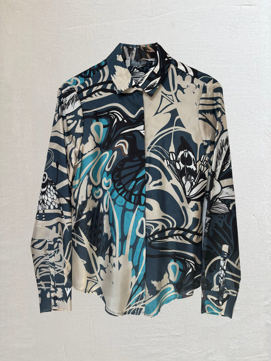 CAMISA CLASICA SLIM FIT SEDA MARIPOSA BLUE