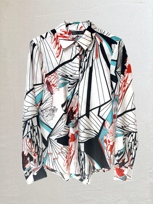 CAMISA CLASICA SLIM FIT SEDA GRILLOS BLANCA