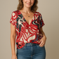 TOP AMPLIO V SEDA NATURAL MARIPOSA RED