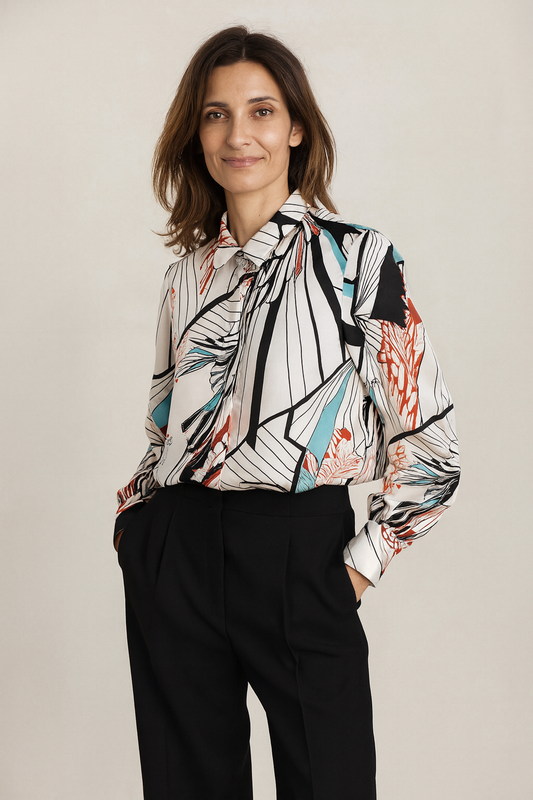 CAMISA CLASICA SLIM FIT SEDA GRILLOS BLANCA