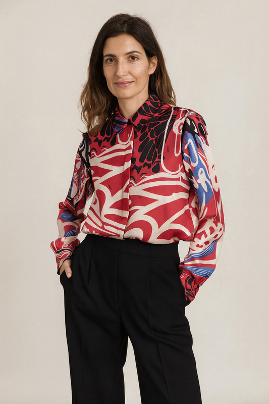 CAMISA CLASICA SLIM FIT SEDA MARIPOSA RED