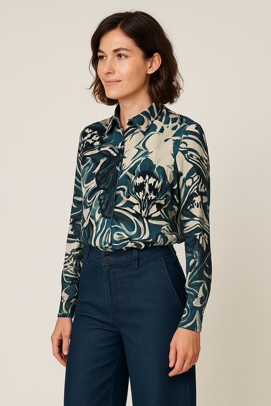 CAMISA CLASICA SLIM FIT SEDA MARIPOSA BLUE